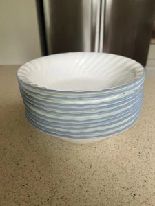 Corelle English Meadow Soup Cereal Bowls Set 10 Blue Rim Swirl VGUC - Picture 1 of 5