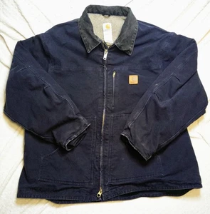 Abrigo de Colección Carhartt Sandstone Sherpa Forrado Ridge C61 MDT Azul Marino Chaqueta 3XL - Imagen 1 de 14