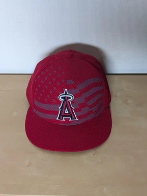 Los Angeles Angels New Era 59Fifty Fitted Hat Cap Red American Flag 7 5/8 - Image 1 of 4
