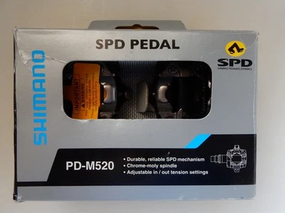 Shimano PD-M520 SPD MTB Pedals Clipless 9/16" SM-SH51 Cleats Black New In Box - Image 1 of 2