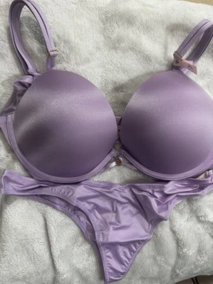 VICTORIA'S SECRET VERY SEXY 36C PUSH-UP  Bra W/ Medium Thong Charmed Violet - Image 1 of 4