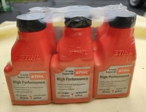 Paquete de 6 mezcla de aceite de alto rendimiento Stihl 50:1 botella de 2 ciclos de 2,6 oz = mezcla de 1 galón L1 - Imagen 1 de 1