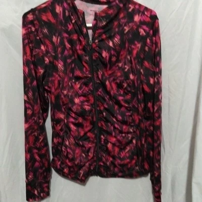 Exertek Zippered Work Out Jacket Women Size L Long Sleeve Pockets Grunge - Image 1 of 4