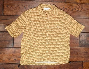 Thorsun Men's 100% Linen Button-Up Camp Shirt Geometric Aztec Print Size Medium - Picture 1 of 13