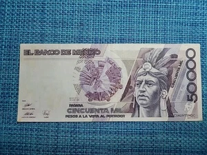 🇲🇽 Mexico 50000 Pesos 28 March 1989 VF P-93b Serie FD Banknote 061125-13 - Picture 1 of 2