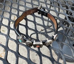 Prerogatives Leather Bracelet Sterling Silver (5) Charms Native American Design - Picture 1 of 13