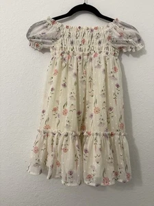 Shabby Chic Girls Dress Size 4/5T Off Shoulder Floral Ruffle Spring Summer - Picture 1 of 12
