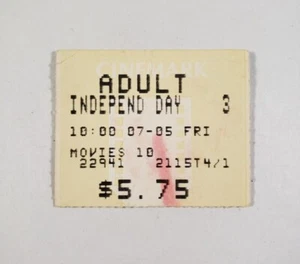 Boleto de película vintage del Día de la Independencia Cinemark películas 10 - 7/5/96 - Imagen 1 de 5