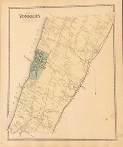 Antique Map Yonkers, New York - FW Beers Atlas of NY and Vicinity 1867 - Picture 1 of 1