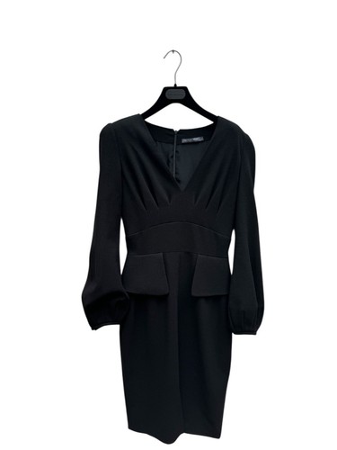 Abito Alexander McQueen 2013 nero lana duchessa peplo