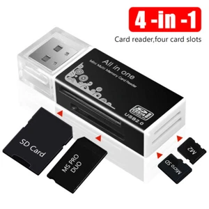 USB SD Memory Card Reader 4 In 1 Adapter SDHC MMC Micro SD T-Flash M2 MS Duo A8 - Picture 1 of 17