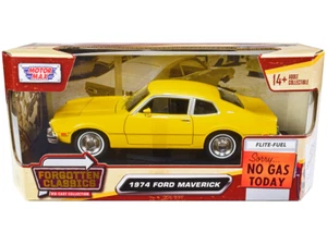 1/24 MotorMax Forgotten Classics 1974 Ford Maverick Diecast Yellow 79042 YL - Picture 1 of 2