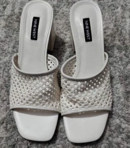 White Nine West Gallant elegante Damen-Sandale Größe 8 1/2 M Sommerkleidung Boho-Schuhe - Bild 1 von 8