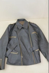 Alte schwarz/graue Motorradjacke Lederjacke Oldtimer Youngtimer 60er Jahre - Bild 1 von 1