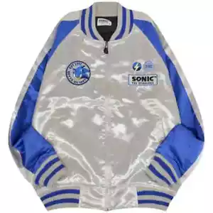Sonic the Hedgehog Embroidered Sukajan Jacket SEGA Blue x Silver Unisex Japan M - Picture 1 of 3