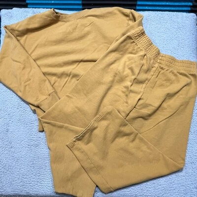 Aerie Track Suite Mens Large Gold Cotton Comfort Sweatpants Joggers Sweatshirt - Image 1 of 4