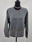 NWT LizWear sz M Blue & Green Holiday Adventure Crew Pullover Sweater VTG NOS