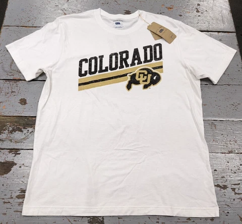 Adult Colorado Buffalo Gear Brand Retro Style White T-Shirt, Large - NWT Cover