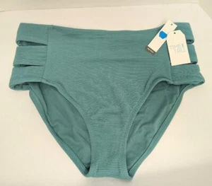 Traje de baño Time and Tru parte inferior verde azulado recortado correa laterales cintura alta nuevo con etiquetas 16/18 XL - Imagen 1 de 6