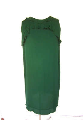 Lanvin green silk Inside-Out dress Italy L exposed brass zip Alber Elbaz VTG Y2K - Image 1 of 4