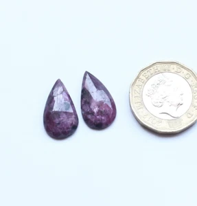 Lotto Cabochon Sfaccettato Taglio Rosa Rubino Lucido Naturale, 11X18,6MM Ct16 - Foto 1 di 5