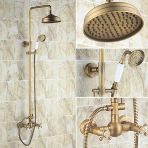 Antiguo Juego de Grifo de Ducha de Lluvia para Baño de Latón Mezclador Ducha de Mano Montaje en Pared - Imagen 1 de 6