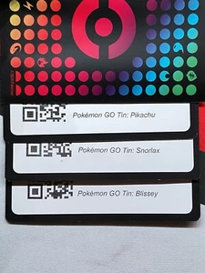Pikachu Snorlax Blissey x3 Pokémon GO Tin PTCGO Live Code Cards 3x Messaged - Picture 1 of 1