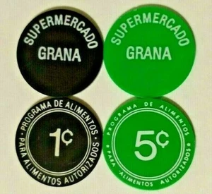 Set 2 SUPERMERCADO GRANA Ficha Cupones JUNCOS FOOD STAMP Token PUERTO RICO - Picture 1 of 7