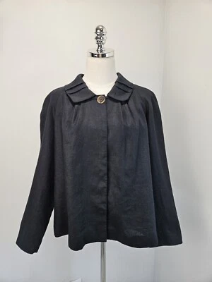 Anne Klein Womens Linen Jacket Cape 16 Pleated Collar and Back Minimalist - Image 1 of 4