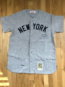 PHIL RIZZUTO SIGNED JERSEY 1950 MITCHELL & NESS ROAD GREY RARE INSCRIPTIONS - Picture 1 of 9
