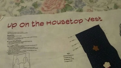 Up-on-the-Housetop-Vest-Fabric-1-Panel-VIP-Cranston-Print-Dream Spinners   - Image 1 of 4