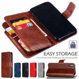 For iPhone 16E 15 17 Pro Max 14 P 12 13 Magnetic Flip Leather Case Wallet Cover - Picture 1 of 41