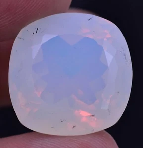 Natural White Opal Blue Fire Cushion 27.20 Ct Certified Untreated Loose Gemstone - Picture 1 of 5