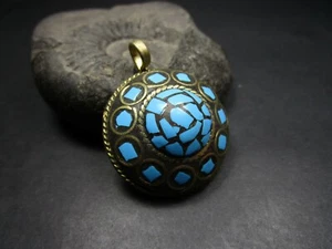 P1717 Ethnic Brass Resin Handmade Pendant Tibetan Gypsy Necklace Unisex Jewelry - Picture 1 of 7