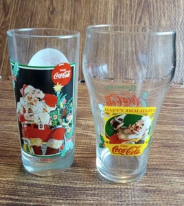 Cola Weihnachtsgläser 2 Vintage 1995/1997 - Paar 6 1/2 cm  - Bild 1 von 6