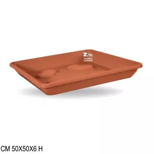 SOTTOVASO QUADRATO IN PLASTICA CM 50X50 COLOR TERRACOTTA PER VASO QUADRATO 54X54 - Foto 1 di 2