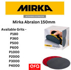 Mirka Abralon Sanding Discs/Pads 150mm (6") Wet or Dry DA Sander Grits 180-4000