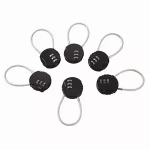 6PCS Combination Locks 3 Digit Travel Padlock Wire Rope Outdoor Waterproof - Picture 1 of 7