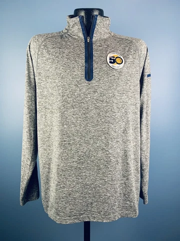 Men’s Pennant Indiana Pacers 50 Years Gray Polyester 1/4 Zip LS Pullover Medium Cover