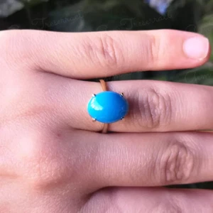 Sleeping Beauty Turquoise Gemstone Ring 925 Silver Engagement Ring - Picture 1 of 3