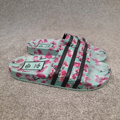 Adidas x Arizona Iced Green Tea Adilette Sandals Men 7 Women 8 Shoes Floral - Image 1 of 4