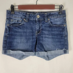 Aeropostale Jeansshorts Damen 2 blaue Jeans Low Rise Boyfriend Bündchen am Saum - Bild 1 von 16