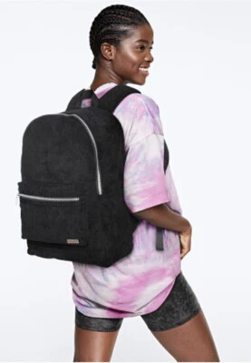 Victoria Secret Pink Black Corduroy Backpack - NWT - Image 1 of 3