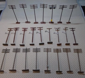 SET OF 24 HO SCALE 4" TALL UTILITY OR TELEPHONE POLES - Picture 1 of 3
