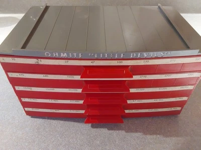 excellent Ohmite Little Devils Resistor Bakelite Storage Cabinet chock full - Image 1 of 4