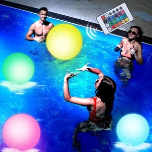 Pool Toys, 12 Inches Light Up Beach Balls with Remote-Control 3PCS Glow in Th... - Picture 1 of 5