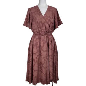 Torrid Floral Burnout Jacquard Wickel Midi Kleid 2 Größe 2X Rosa Braun Boho Herbst - Bild 1 von 16