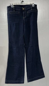 Tory Burch Womens Blue Denim Dark Wash Stretch Straight Leg Jeans Size 28 (33 L) - Picture 1 of 12