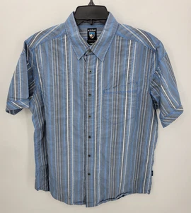 Kuhl Shirt Mens Medium Blue Aztec Stripe Short Sleeve Button Up Cotton Stretch - Picture 1 of 9