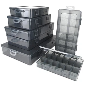 Multifunctional Clear Plastic Organizer Box with Grids Container Craft Storage - Picture 1 of 13